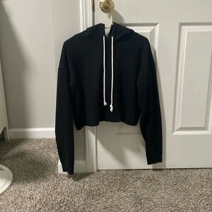 Black Crop Top Pullover Hoodie
